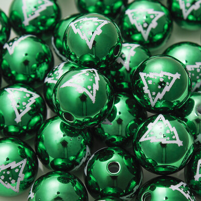 16 mm 10 buc. Mărgele acrilice de Crăciun de culoare UV mare imprimare mărgele de clopot cu fulgi de zăpadă pentru pomul de Crăciun pentru realizarea de cercei de colier în stil de Crăciun