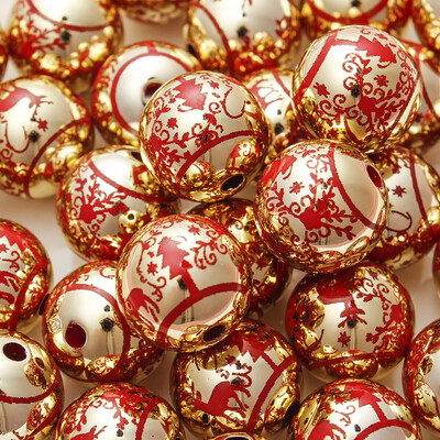 16 mm 10 buc. Mărgele acrilice de Crăciun de culoare UV mare imprimare mărgele de clopot cu fulgi de zăpadă pentru pomul de Crăciun pentru realizarea de cercei de colier în stil de Crăciun