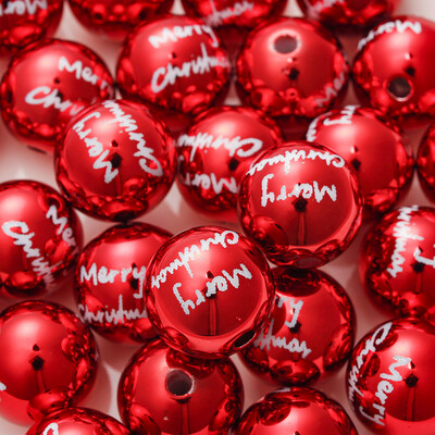 16 mm 10 buc. Mărgele acrilice de Crăciun de culoare UV mare imprimare mărgele de clopot cu fulgi de zăpadă pentru pomul de Crăciun pentru realizarea de cercei de colier în stil de Crăciun