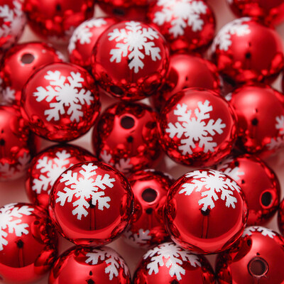 16 mm 10 buc. Mărgele acrilice de Crăciun de culoare UV mare imprimare mărgele de clopot cu fulgi de zăpadă pentru pomul de Crăciun pentru realizarea de cercei de colier în stil de Crăciun