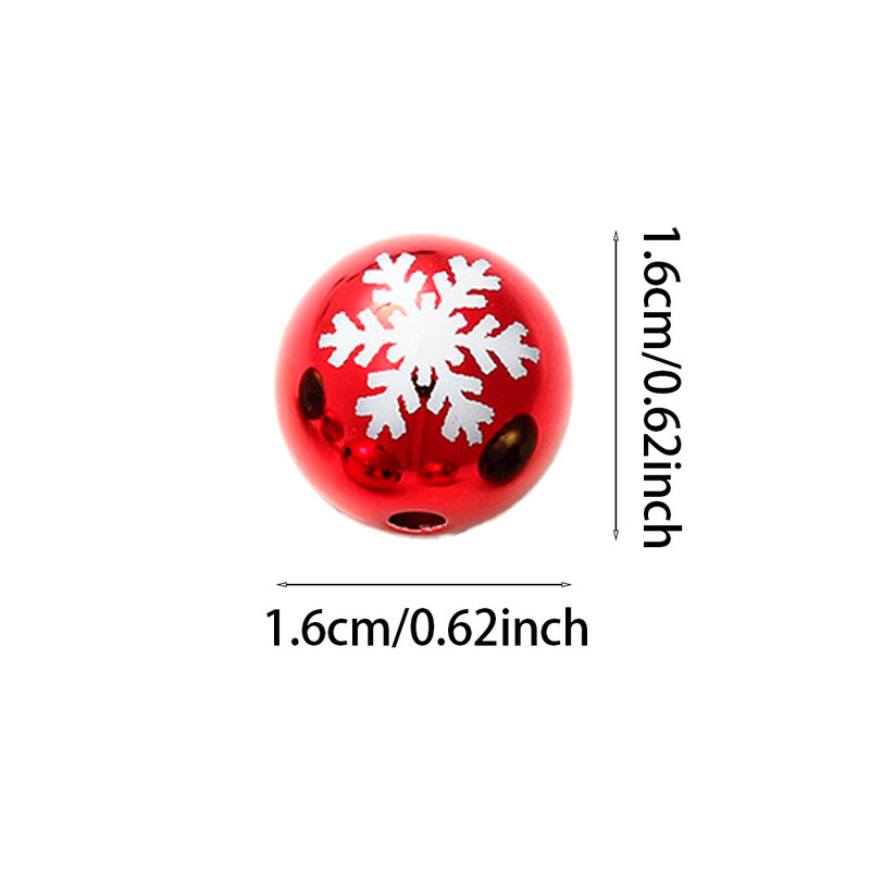 16 mm 10 buc. Mărgele acrilice de Crăciun de culoare UV mare imprimare mărgele de clopot cu fulgi de zăpadă pentru pomul de Crăciun pentru realizarea de cercei de colier în stil de Crăciun