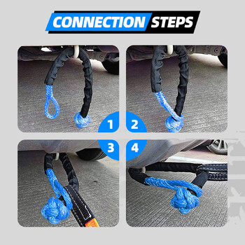 Universal Soft Shackle Synthetic Rope Heavy Duty 41000lb Offroad 4X4 Tow Shackle Strap με προστατευτικό μανίκι για Jeep Truck SUV