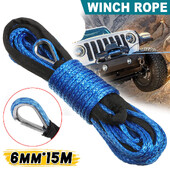 Csörlő kötél 6MM X 15M szintetikus zsinór horog csörlő kábelsor autó vontatókábel 4WD SUV ATV hajó
