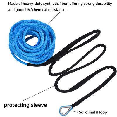 Csörlő kötél 6MM X 15M szintetikus zsinór horog csörlő kábelsor autó vontatókábel 4WD SUV ATV hajó