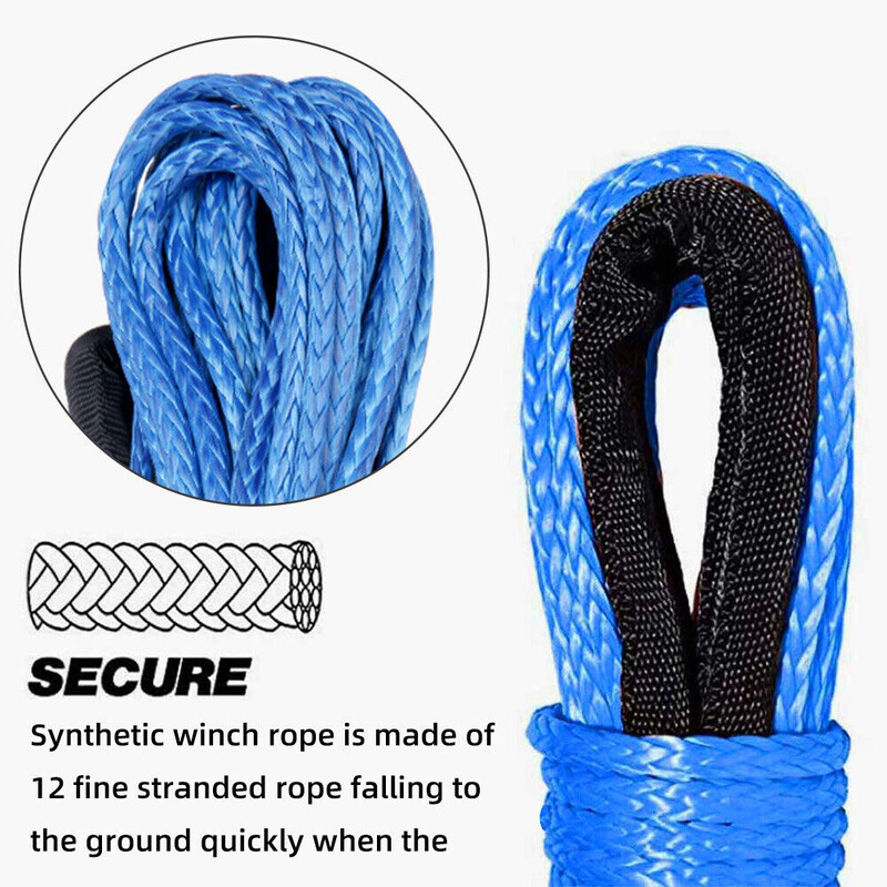 Csörlő kötél 6MM X 15M szintetikus zsinór horog csörlő kábelsor autó vontatókábel 4WD SUV ATV hajó