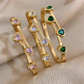 Greatera romantične narukvice od nehrđajućeg čelika u obliku srca od kubičnog cirkonija, narukvice za žene, pozlaćeni nakit, poklon za Valentinovo