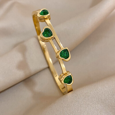 Greatera romantične narukvice od nehrđajućeg čelika u obliku srca od kubičnog cirkonija, narukvice za žene, pozlaćeni nakit, poklon za Valentinovo