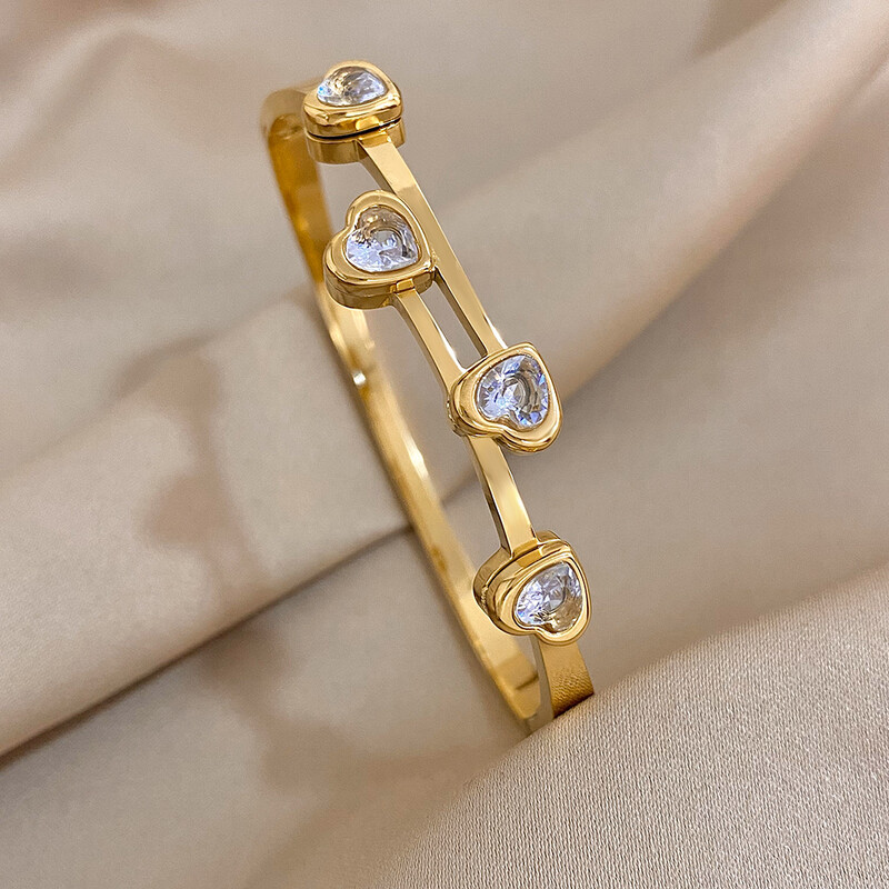 Greatera romantične narukvice od nehrđajućeg čelika u obliku srca od kubičnog cirkonija, narukvice za žene, pozlaćeni nakit, poklon za Valentinovo