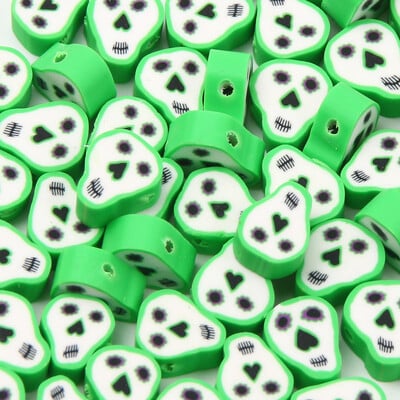 Zmiešané halloweenske korálky z polymérovej hliny, ručne vyrobené ploché, voľne rozmiestnené, pre deti, výroba šperkov, DIY náramok, náhrdelník, príslušenstvo, 20-100 ks