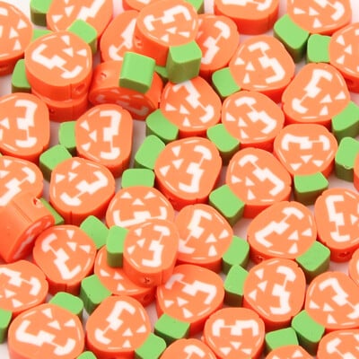 Zmiešané halloweenske korálky z polymérovej hliny, ručne vyrobené ploché, voľne rozmiestnené, pre deti, výroba šperkov, DIY náramok, náhrdelník, príslušenstvo, 20-100 ks