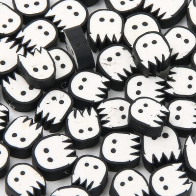 Zmiešané halloweenske korálky z polymérovej hliny, ručne vyrobené ploché, voľne rozmiestnené, pre deti, výroba šperkov, DIY náramok, náhrdelník, príslušenstvo, 20-100 ks