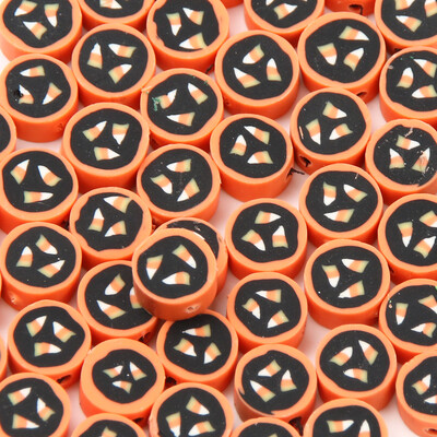 Zmiešané halloweenske korálky z polymérovej hliny, ručne vyrobené ploché, voľne rozmiestnené, pre deti, výroba šperkov, DIY náramok, náhrdelník, príslušenstvo, 20-100 ks