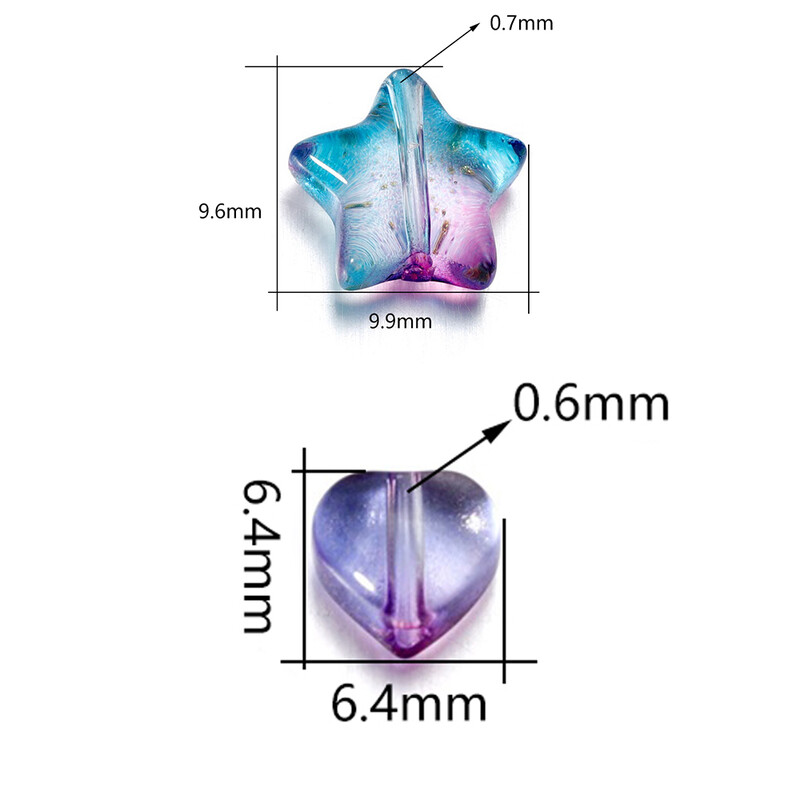 20/50 kom šarene zvjezdane perle u obliku srca staklene labave razmaknice za DIY naušnice ogrlice izrada nakita dodaci za ukosnice
