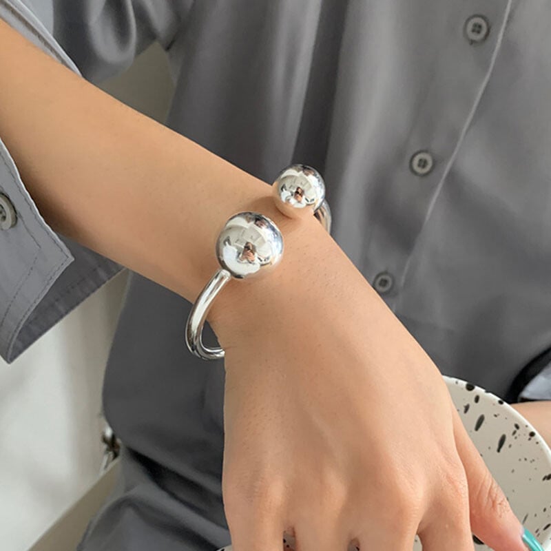 Foxanry Minimalistický pečiatka Náramok Trendy Elegantný Prívesok Lesklé Guľôčkové Šperky Narodeninové Darčeky Párty Doplnky