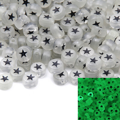 Επίπεδες στρογγυλές 4x7 χιλιοστά 100-500 τμχ Ακρυλικές χάντρες Λευκές μαύρες χρωματιστές χάντρες με μοτίβο αστεριών για κοσμήματα που κατασκευάζουν DIY Αξεσουάρ κοσμημάτων με χάντρες