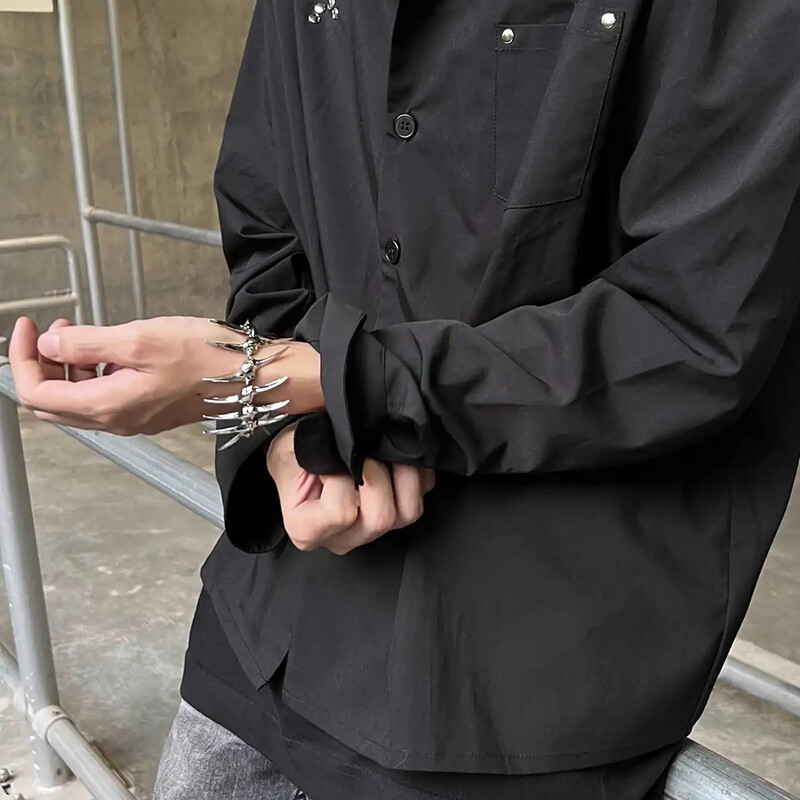 Cyberpunk Strieborný Thorny Spine Fishbone Náramok Gothic Hip Hop Unisex Kovový reťazec Náramok Pár Choker Šperky Doplnky