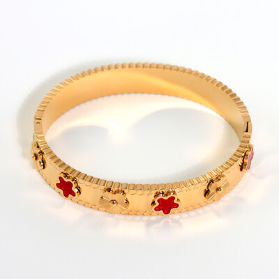 Karštas išpardavimas mados aukso spalvos nerūdijančio plieno gėlės penkių žvaigždučių apyrankės apyrankės moterims, meilė mielos apyrankės papuošalai vakarėlio dovana