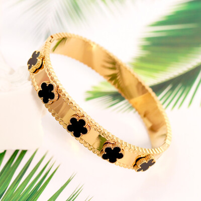 Karštas išpardavimas mados aukso spalvos nerūdijančio plieno gėlės penkių žvaigždučių apyrankės apyrankės moterims, meilė mielos apyrankės papuošalai vakarėlio dovana