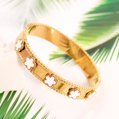 Karštas išpardavimas mados aukso spalvos nerūdijančio plieno gėlės penkių žvaigždučių apyrankės apyrankės moterims, meilė mielos apyrankės papuošalai vakarėlio dovana