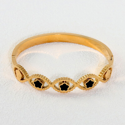 Karštas išpardavimas mados aukso spalvos nerūdijančio plieno gėlės penkių žvaigždučių apyrankės apyrankės moterims, meilė mielos apyrankės papuošalai vakarėlio dovana