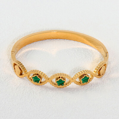 Karštas išpardavimas mados aukso spalvos nerūdijančio plieno gėlės penkių žvaigždučių apyrankės apyrankės moterims, meilė mielos apyrankės papuošalai vakarėlio dovana