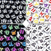 100/200/300/500 vnt. Zodiako žvaigždyno ženklo karoliukų žavesiai tarpiklis laisvi karoliukai papuošalams gaminti „pasidaryk pats“ apyrankių karolių priedai