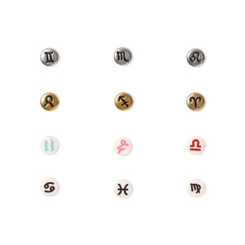 100/200/300/500Pcs Ζώδιο Zodiac Constellation Bead Charms Spacer Loose Beads for Jewelry Making DIY βραχιόλι αξεσουάρ κολιέ