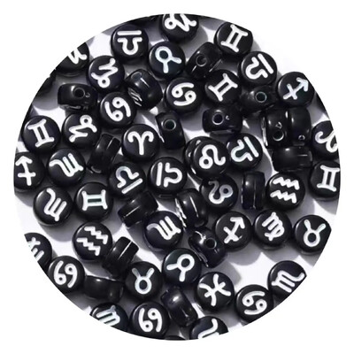 100/200/300/500 vnt. Zodiako žvaigždyno ženklo karoliukų žavesiai tarpiklis laisvi karoliukai papuošalams gaminti „pasidaryk pats“ apyrankių karolių priedai