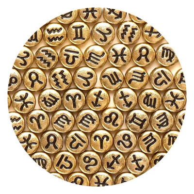 100/200/300/500 vnt. Zodiako žvaigždyno ženklo karoliukų žavesiai tarpiklis laisvi karoliukai papuošalams gaminti „pasidaryk pats“ apyrankių karolių priedai