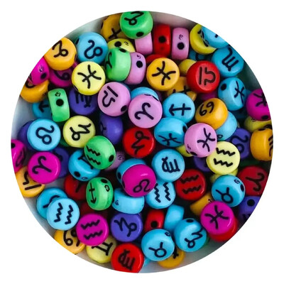 100/200/300/500 vnt. Zodiako žvaigždyno ženklo karoliukų žavesiai tarpiklis laisvi karoliukai papuošalams gaminti „pasidaryk pats“ apyrankių karolių priedai