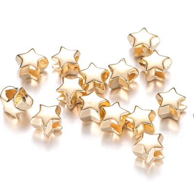 50 vnt 10 mm mišinio didelės skylės žvaigždės CCB karoliukai plastikiniai laisvi tarpiniai karoliukai papuošalams gaminti apyrankės rankdarbiai