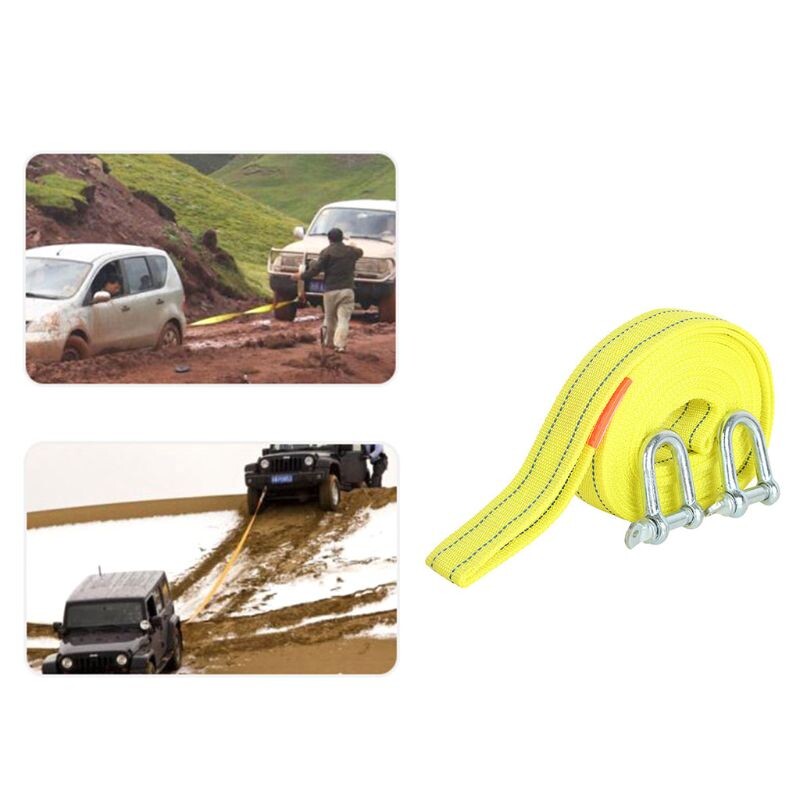 Automobilių vilkimo lyno diržai su kabliukais – 5 tonos 4 metrai (13,12 pėdos) didelio stiprumo avarinio vilkimo troso laidas, skirtas lengviesiems sunkvežimiams