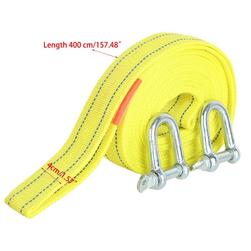 Automobilių vilkimo lyno diržai su kabliukais – 5 tonos 4 metrai (13,12 pėdos) didelio stiprumo avarinio vilkimo troso laidas, skirtas lengviesiems sunkvežimiams