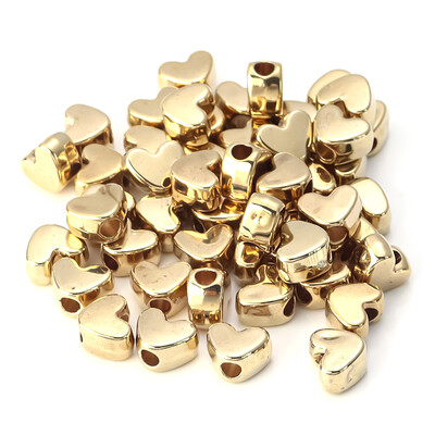 50db/tétel Szív alakú CCB gyöngyök Arany színű nagy lyukú Love Spacer Charm gyöngy ékszerkészítéshez barkácsolás nyaklánc karkötő kiegészítő
