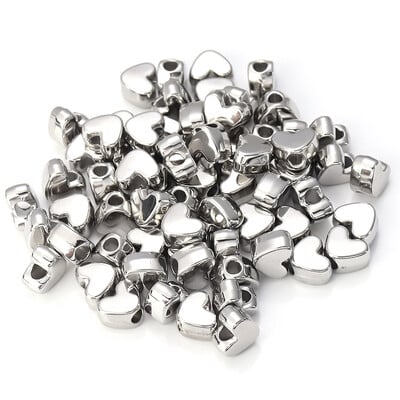 50db/tétel Szív alakú CCB gyöngyök Arany színű nagy lyukú Love Spacer Charm gyöngy ékszerkészítéshez barkácsolás nyaklánc karkötő kiegészítő