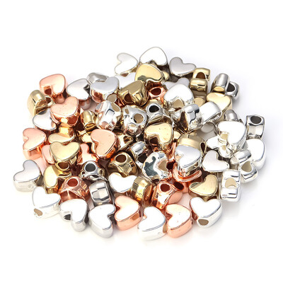 50db/tétel Szív alakú CCB gyöngyök Arany színű nagy lyukú Love Spacer Charm gyöngy ékszerkészítéshez barkácsolás nyaklánc karkötő kiegészítő