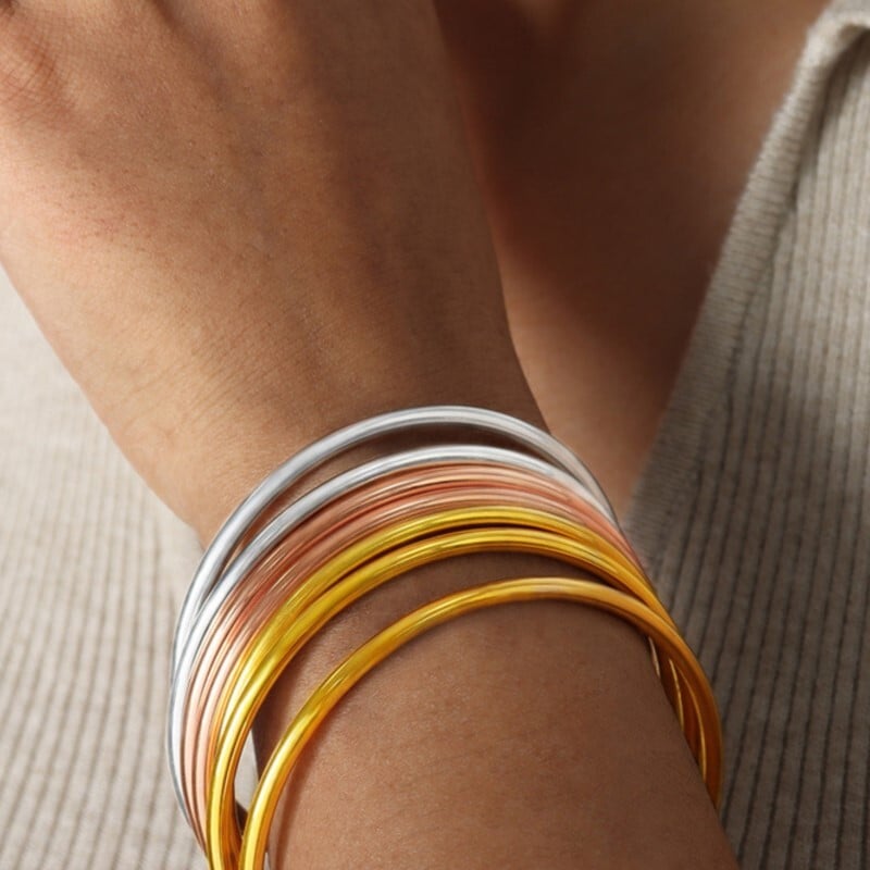 Fadeless karkötő karkötők női rozsdamentes acél aranyozott egyszerű kerek női karkötők karkötők női ékszerek kiegészítők