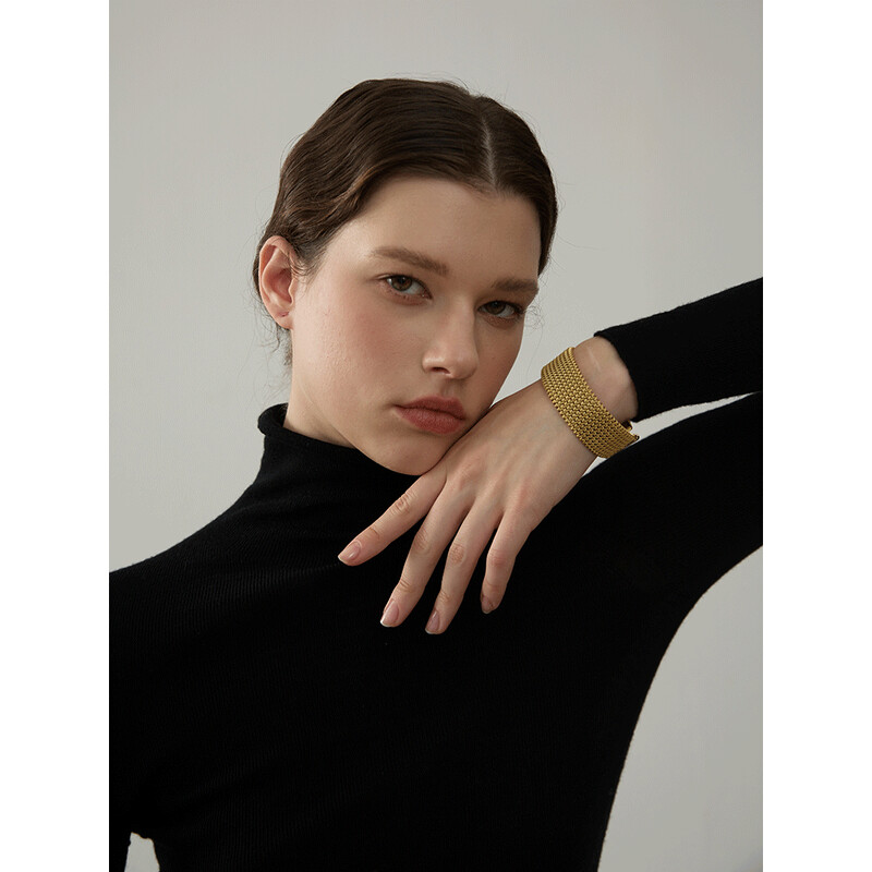 Yhpup 23 mm vandeniui atsparus nerūdijančio plieno metalinis plačiai atidaromas apyrankės apyrankė moterims, aukštos kokybės pareiškimo tekstūros papuošalai