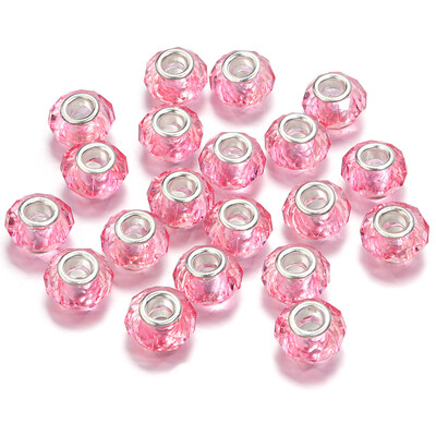 20 buc/lot 14 mm margele de rășină fațetate de culoare transparentă pentru realizarea de bijuterii margele distanțiere cu găuri mari, bricolaj, colier, brățară, comerț cu ridicata