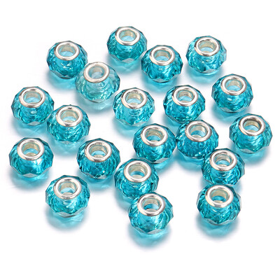 20 buc/lot 14 mm margele de rășină fațetate de culoare transparentă pentru realizarea de bijuterii margele distanțiere cu găuri mari, bricolaj, colier, brățară, comerț cu ridicata