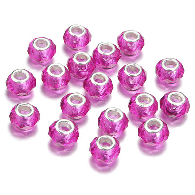 20 buc/lot 14 mm margele de rășină fațetate de culoare transparentă pentru realizarea de bijuterii margele distanțiere cu găuri mari, bricolaj, colier, brățară, comerț cu ridicata