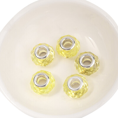 20 buc/lot 14 mm margele de rășină fațetate de culoare transparentă pentru realizarea de bijuterii margele distanțiere cu găuri mari, bricolaj, colier, brățară, comerț cu ridicata