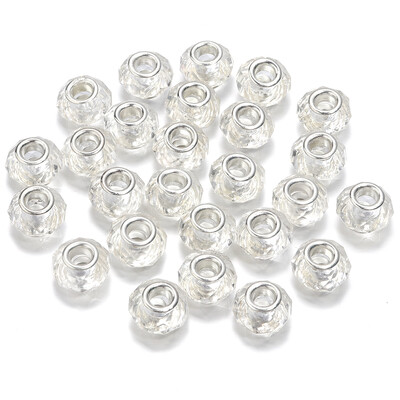 20 buc/lot 14 mm margele de rășină fațetate de culoare transparentă pentru realizarea de bijuterii margele distanțiere cu găuri mari, bricolaj, colier, brățară, comerț cu ridicata