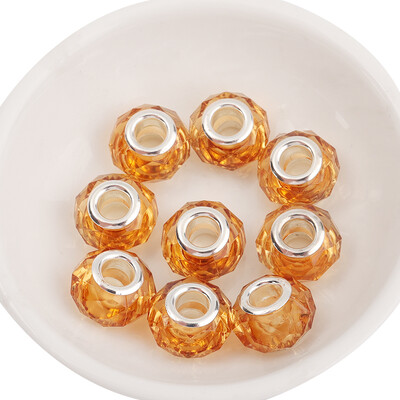 20 buc/lot 14 mm margele de rășină fațetate de culoare transparentă pentru realizarea de bijuterii margele distanțiere cu găuri mari, bricolaj, colier, brățară, comerț cu ridicata