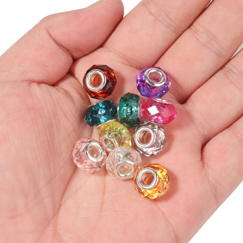 20 buc/lot 14 mm margele de rășină fațetate de culoare transparentă pentru realizarea de bijuterii margele distanțiere cu găuri mari, bricolaj, colier, brățară, comerț cu ridicata
