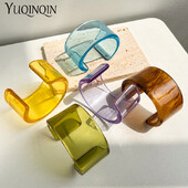 Μόδα Διαφανές Ακρυλική Ρητίνη Ανοιχτό βραχιόλι βραχιόλι για γυναίκες Γεωμετρικό κορεάτικο ρετρό φαρδύ βραχιόλι για κορίτσια Κοσμήματα χεριών Νέο