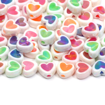 8 χιλιοστά 50 τμχ Gradient Shiny Beads Charms Love Heart Ακρυλικές χάντρες Για να φτιάξετε βραχιόλια Spacer Beads For Jewelry Making Diy Accessories