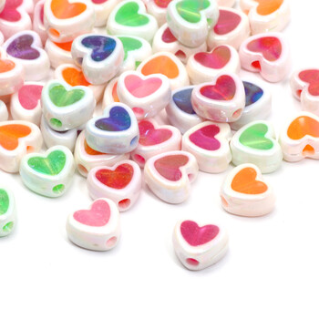 8 χιλιοστά 50 τμχ Gradient Shiny Beads Charms Love Heart Ακρυλικές χάντρες Για να φτιάξετε βραχιόλια Spacer Beads For Jewelry Making Diy Accessories