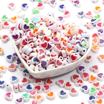 8 χιλιοστά 50 τμχ Gradient Shiny Beads Charms Love Heart Ακρυλικές χάντρες Για να φτιάξετε βραχιόλια Spacer Beads For Jewelry Making Diy Accessories