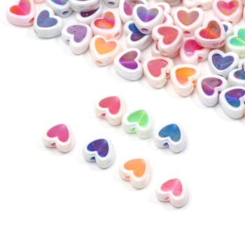 8 χιλιοστά 50 τμχ Gradient Shiny Beads Charms Love Heart Ακρυλικές χάντρες Για να φτιάξετε βραχιόλια Spacer Beads For Jewelry Making Diy Accessories